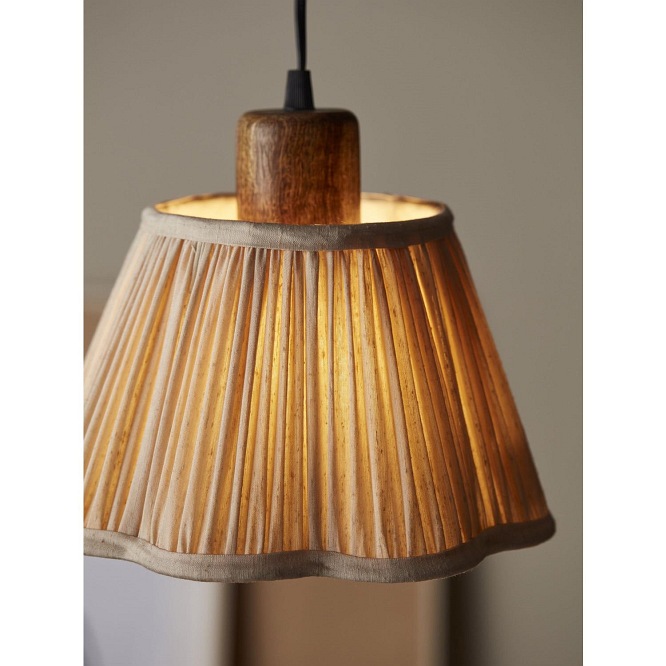 Lampa wisząca abażurowa plisowana Siv kremowa zapalona